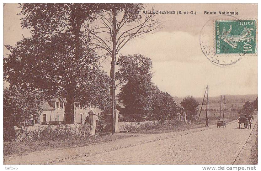 Villecresnes 94 - Route Nationale - Oblitération Villecresnes 1924