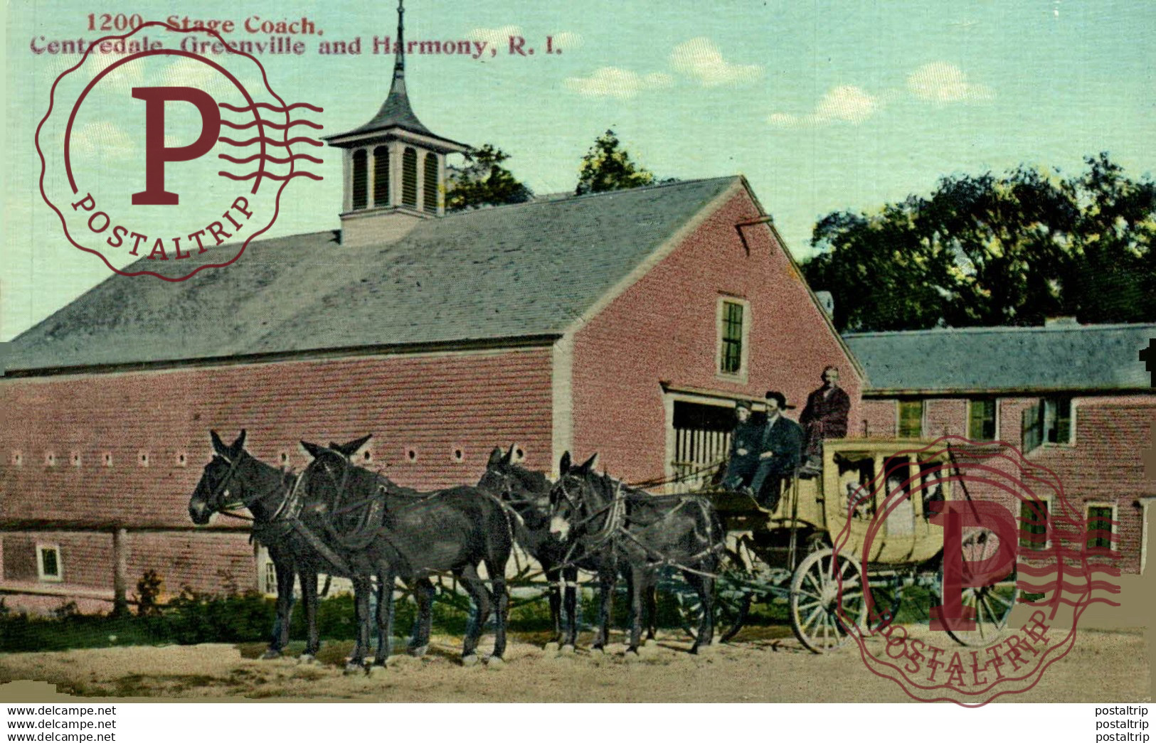 Vintage Postcard Stage Coach Centredale Greenville and Harmony Rhode Island