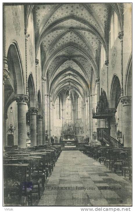 Waremme : intérieur de l'église  ( ecrit 1919 avec timbre )