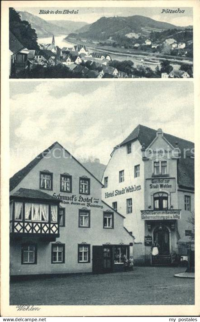 Wehlen Sachsen Blick ins Elbetal mit Poetzscha Schmucks Hotel Stadt Wehlen