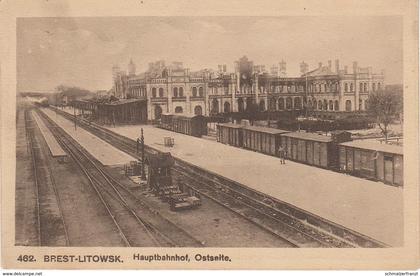 AK Brest Litowsk Hauptbahnhof Bahnhof Dworzec Glowny Stacja Stacija Gare Eisenbahn Train Zug Gleise Belarus Weißrussland