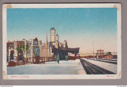 AK Weissrussland Brest-Litowsk Bahnhof Foto 1917-01-31