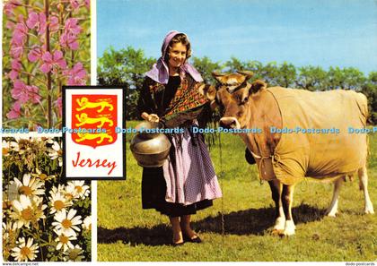 D006524 Jersey Milkmaid with Jersey Cow. Jersey. Cotman Color Series. Jarrold. M