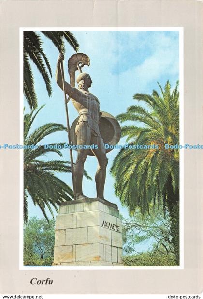 D036080 Corfu. Statues of Achilles. Postcard