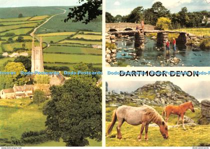 D041532 Dartmoor. Devon. Postbridge. Bottom. Dartmoor Ponies. John Hinde. Multi