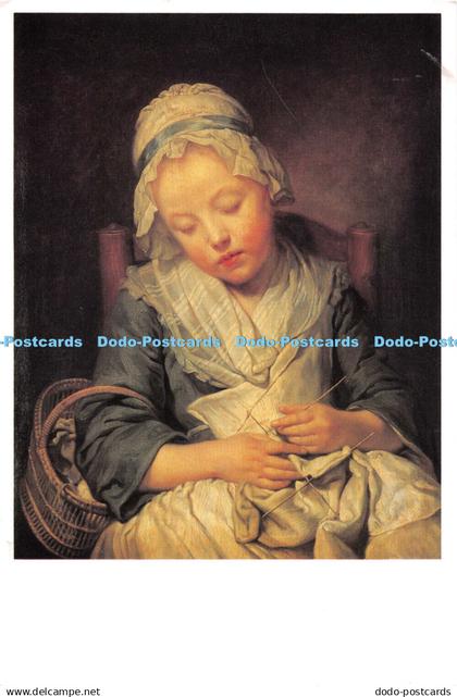 D086357 Jean Baptiste Greuze. Young Knitter Asleep. Huntington Library. Art Coll