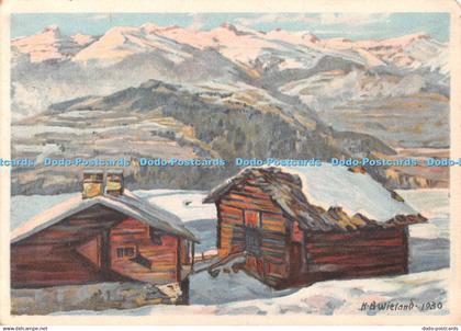 D102886 H. B. Wieland. 1930. In Obersaxen. Chalets a Obersaxen. Paul Attinger. 1