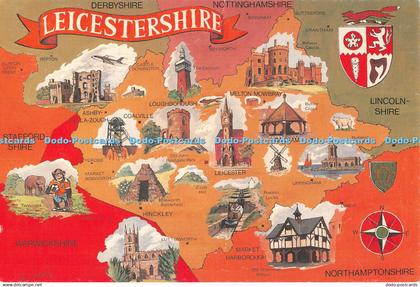 D107605 Map of Leicestershire. Arthur Veasey. Leicestershire Heritage Collectors