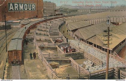 PC49914 Unloading Docks. Union Stock Yards. South Omaha. Neb. B. Hopkins