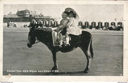 PC62090 Brighton. Sea Wall and West Pier. Brighton Palace. 1911