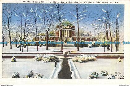 R054149 Winter Scene Showing Rotunda. University of Virginia. Charlotteville. Va