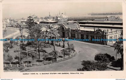 R133840 Railway Station and Gardens Fremantle. W. A. Murray Views. No 6. RP. 192