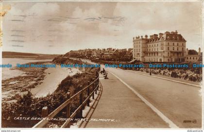 R148786 Castle Beach and Falmouth Hotel. Falmouth. Valentine. RP. 1947