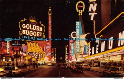 R156648 Night Time View of the Famous Casinos. Fremont Street. Las Vegas. Nevada