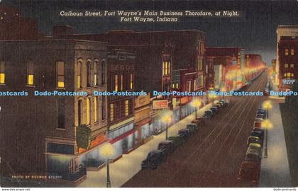 R173105 Calhoun Street. Fort Waynes Main Business Thorofare at Night. Fort Wayne