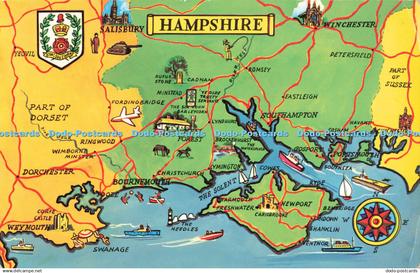 R203669 Hampshire Map 1972 Postcard