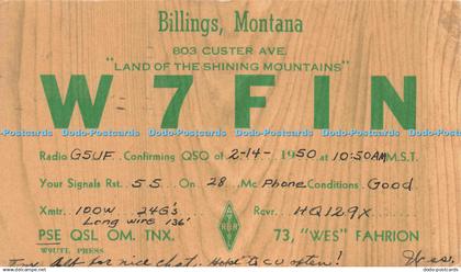 R213371 Billings Montana 803 Custer Ave Land of the Shining Mountains W7FIN A R