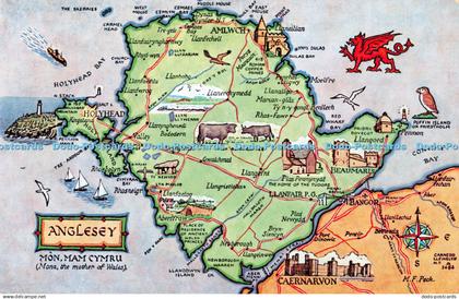 R457949 Anglesey Map J Salmon Postcard