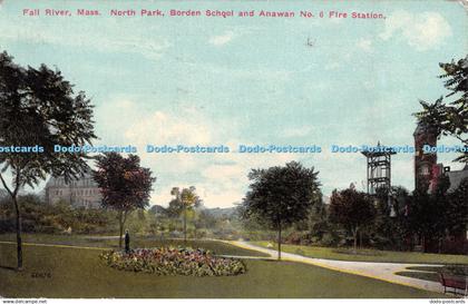 R480542 Fall River Mass North Park Borden School and Anawan No 6 Fire Station 66