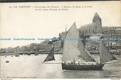 R617519 107 Le Treport Panorama du Treport LEglise le Quai et le Port Sortie dun