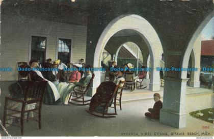 R660029 Mich. Veranda. Hotel Ottawa. Ottawa Beach. A. C. Bosselman. 1910