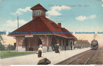 R673242 Mich. Grand Trunk Depot. Flint. The Acmegraph. 1912