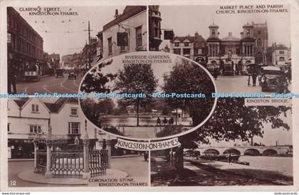 R695107 Kingston on Thames. Coronation Stone. Kingston Bridge. Riverside Gardens