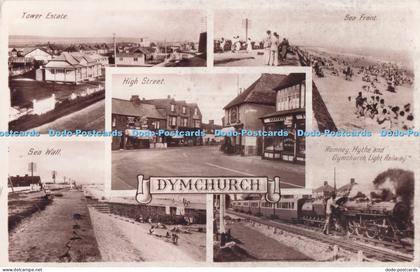 R714153 Dymchurch. Sea Wall. High Street. PM. Folkestone. Kent. RP. Multi View