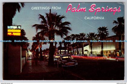 R740128 Greetings From Palm Springs California Palm Canyon Drive at Night Desert