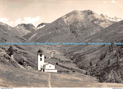 D056879 Das Hochtal Avers mit Kirchlein Avers Cresta. Jules Geiger. 1955