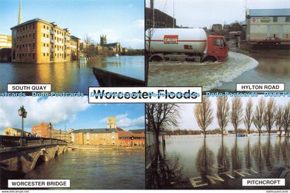 D156602 Worcester Floods. South Quay. Window on Worcester. Collection Card. No.