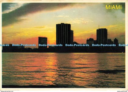 D187380 Miami. Sunset over Tropical Miami Skyline Looking Across Biscayne Bay. G