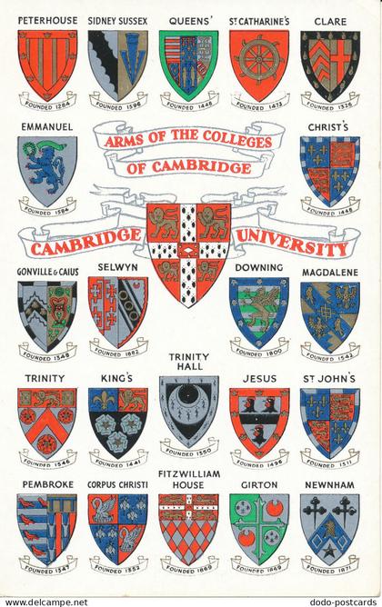 PC08836 Arms of the College of Cambridge. Cambridge University. Alfred Savage