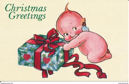 PC28923 Christmas Greetings. A Baby and Present. Merrimack. No 90367