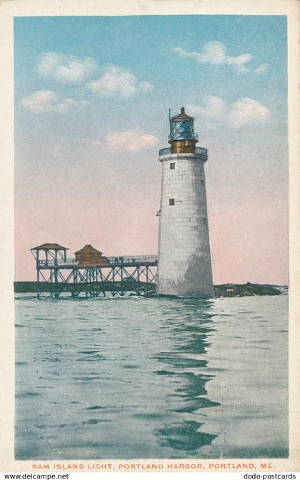 PC50280 Ram Island Light. Portland Harbor. Portland. Me. Tichnor Bros. B. Hopkin