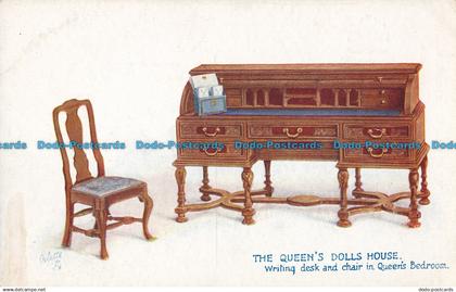 R029963 The Queens Dolls House. Writing Desk and Chair in Queens Bedroom. Tuck.