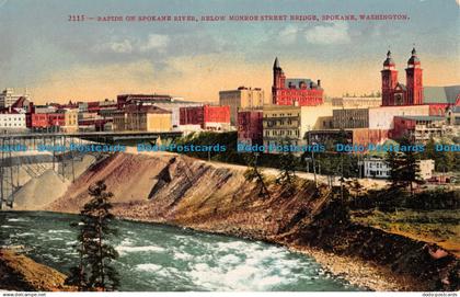 R054028 Rapids on Spokane River Below Monroe Street Bridge. Spokane. Washington