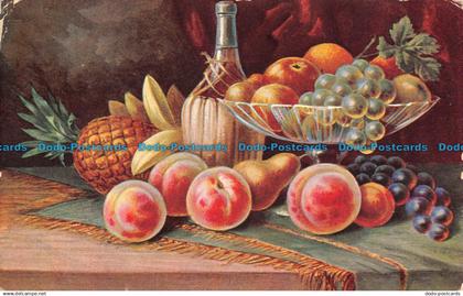 R121111 Old Postcard. Peaches Pears Apples and Grapes. Hildesheimer. 1906