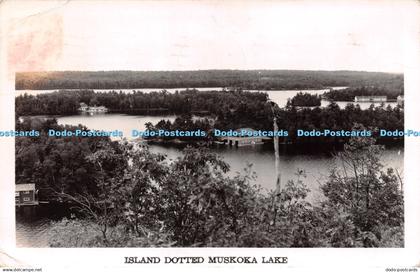 R218243 Island Dotted Muskoka Lake Post Card 1952