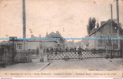 R244814 Beuvry P de C Route Nationale Passage a niveau National Road Railway on