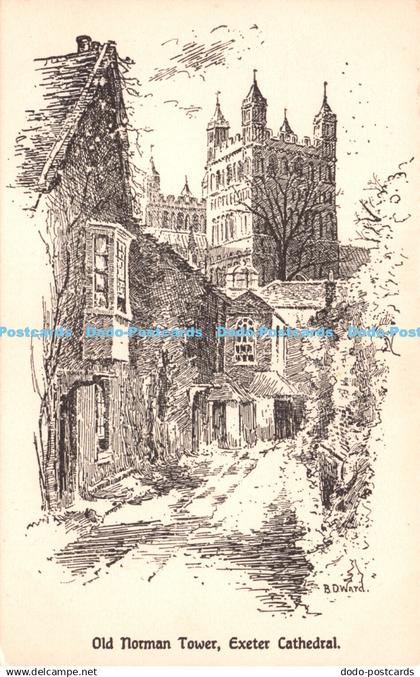 R252442 Exeter Cathedral Old Norman Tower Thos B Worth Art Gallery facing Exeter