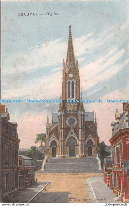 R263661 Beauval L Eglise E Testu Postcard