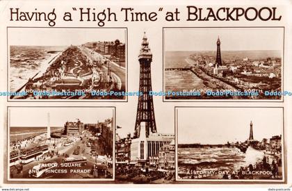 R303417 Having a High Time at Blackpool Rough Sea N S Promenade Talbot Square An