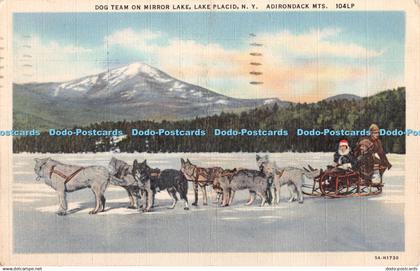 R356420 Dog Team on Mirror Lake Lake Placid N Y Adirondack Mts 104LP C W Hughes