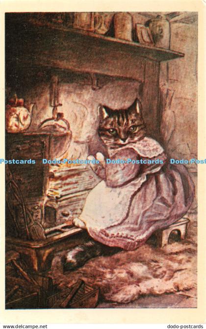 R383789 Cat Sitting on the Chair in Kitchen Merrimack Publ No 1812 Illustration