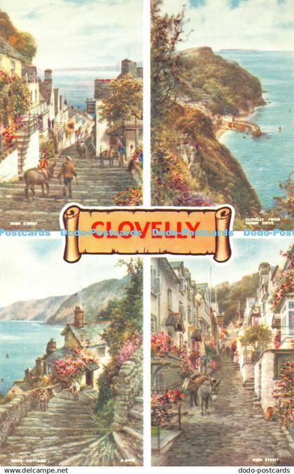 R408124 Clovelly High Street Clovelly from Hobby Drive Valentine Multi View