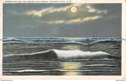 R486301 N J Atlantic City Moonlight on the Grand Old Ocean Sithens Post Card Tic