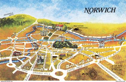 R579141 Norwich Map Showing the City Centre of Norwich Jarrold