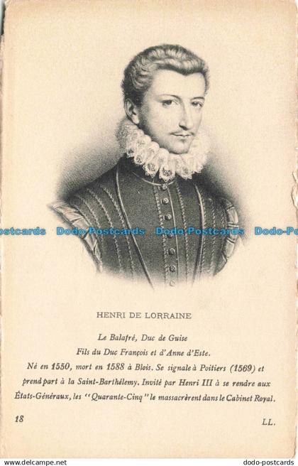 R669265 Henri de Lorraine. LL. 18. Postcard