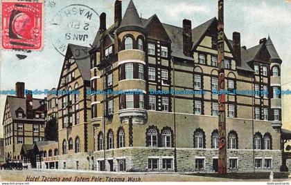 R679352 Wash. Tacoma. Hotel Tacoma and Totem Pole. 1908